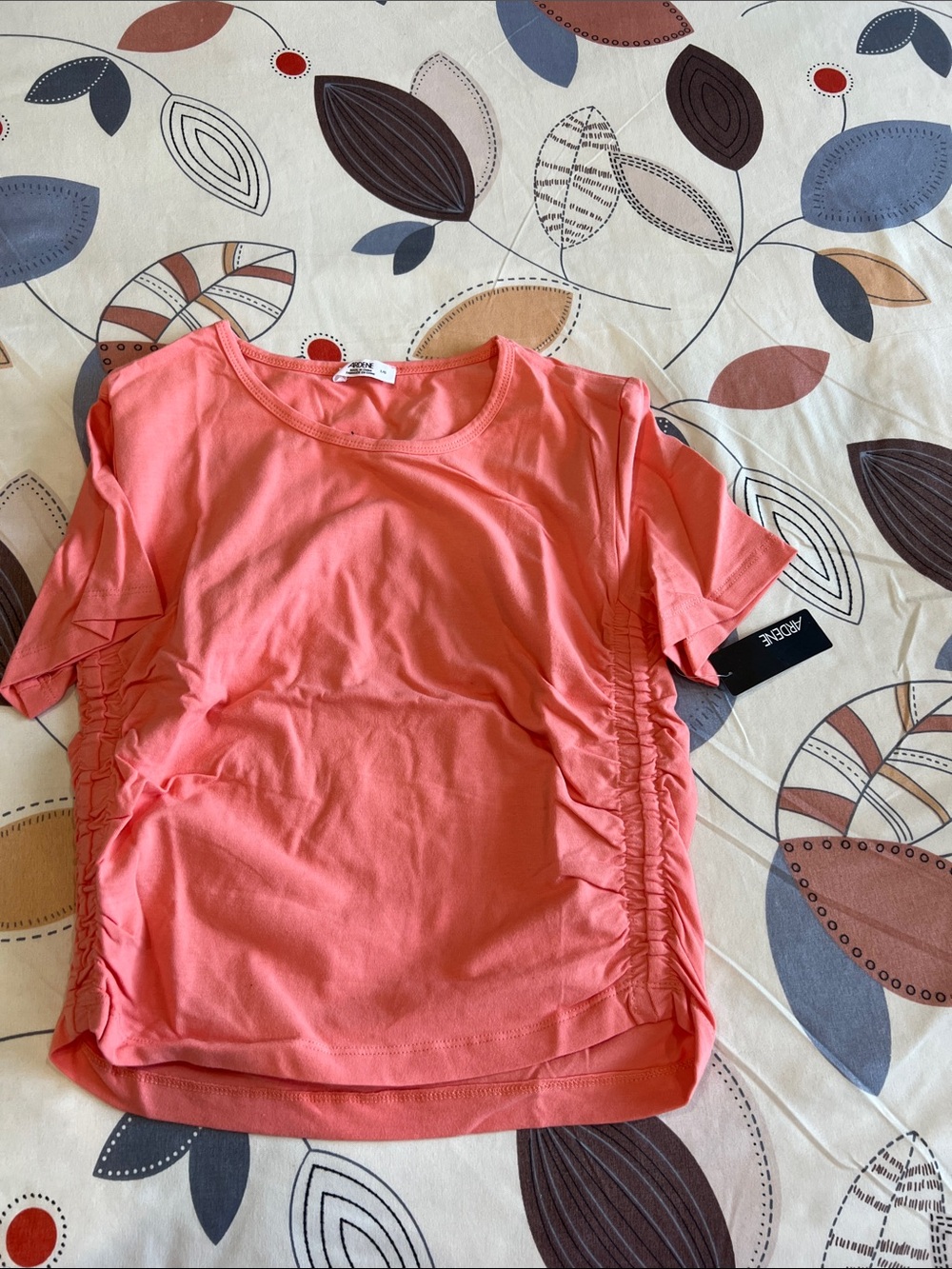 Ardene Coral Pink Side-Ruched Crop Tee